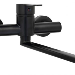 Grifería Monocomando Cocina Pared Negra Denver Mozart