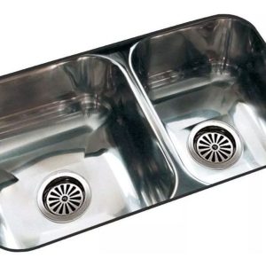 Pileta Cocina Doble Johnson C37 70,8x37x15 Ac Inox Bajo-mesa