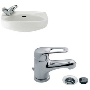 Combo Lavatorio Roca Ibis 44x31 + Monocomando Fv Arizona 181