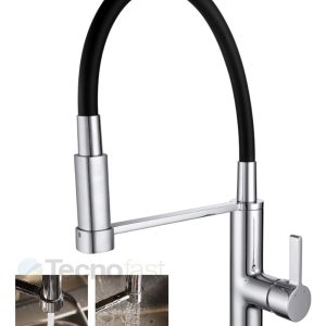 Grifería Cocina Mesada Monocomando Piazza - 10317- Canilla Kitchen Pro Flexible Rociador Extraíble