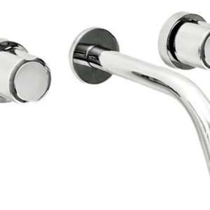 Grifería De Baño De Pared Doble Comando Aqualaf Huilen Cromado