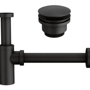 Sifón Lavatorio + Sopapa Lavatorio Negro Genebre
