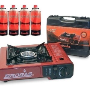Anafe Portatil Brogas A Gas Butano + 4 Cartuchos + Maletin