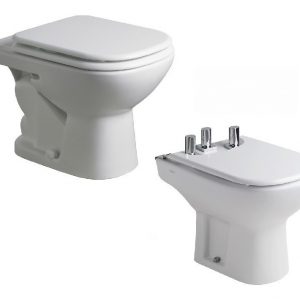 Combo Inodoro Corto + Bidet 1/3 Agujeros Ferrum Bari