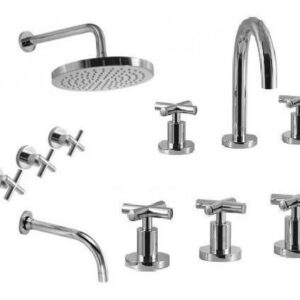 Combo Griferia De Baño Sun Hidromet Cruz C.ceramico