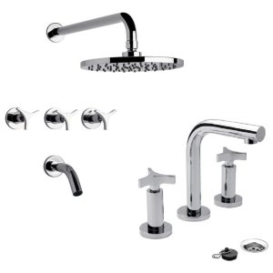 Fv Triades Griferia Baño Para Lavatorio Y Ducha Color Cromo